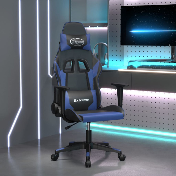 Silla gaming cuero sintético negro y azul D