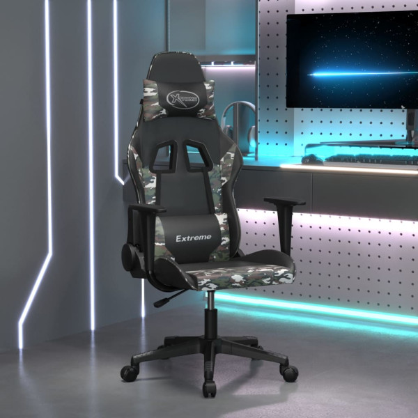 Silla gaming cuero sintético negro y camuflaje D