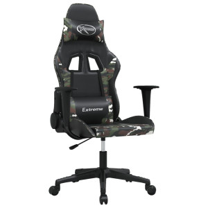 Cadeira gaming couro artificial preto e camuflado H