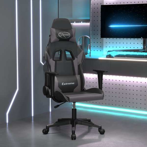 Silla gaming cuero sintético negro y gris D