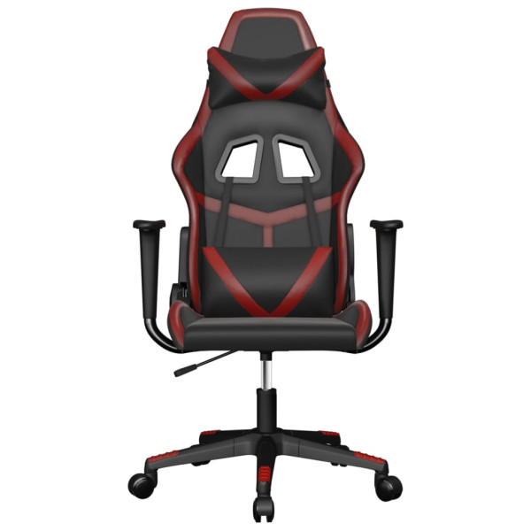 Silla gaming cuero sintético negro y rojo vino tinto D