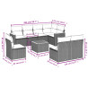 9 pcs conjunto sofás p/ jardim com almofadões vime PE cinzento 3