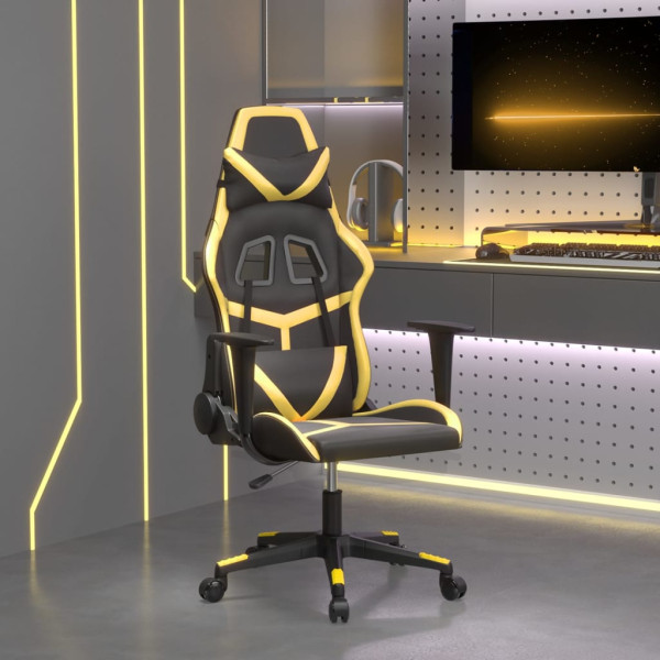 Silla gaming cuero sintético negro y dorado D