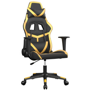 Cadeira gaming couro artificial preto e dourado H
