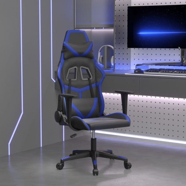 Silla gaming cuero sintético negro y azul D