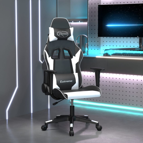 Silla gaming cuero sintético negro y blanco D