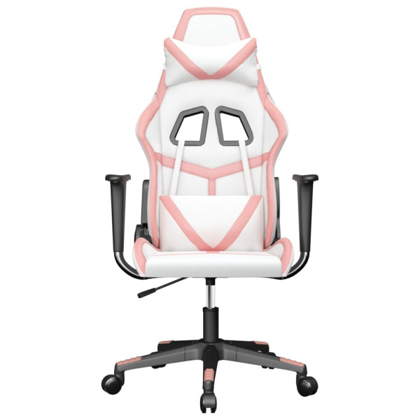 Silla gaming cuero sintético blanco y rosa M 3