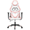 Cadeira gaming couro artificial branco e rosa 3