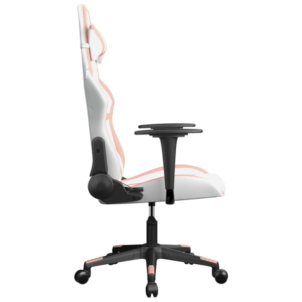 Silla gaming cuero sintético blanco y rosa M 4