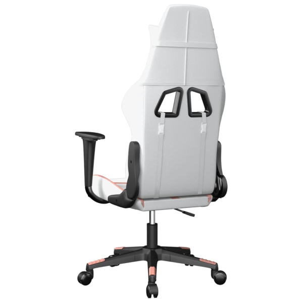 Silla gaming cuero sintético blanco y rosa M 5