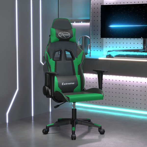 Silla gaming cuero sintético negro y verde D
