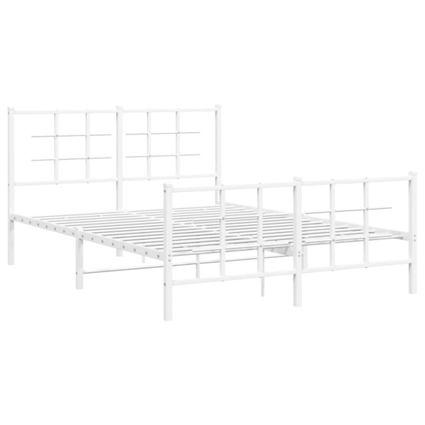 Estrutura de cama com cabeceira e pés 140x190 cm metal branco M 2