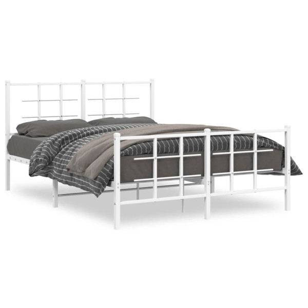 Estrutura de cama com cabeceira e pés 140x190 cm metal branco M 4