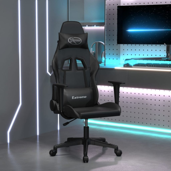 Silla gaming cuero sintético negro D