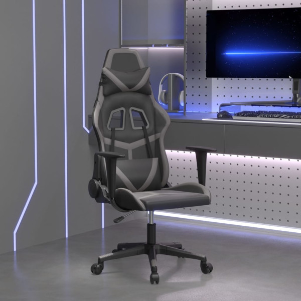 Silla gaming cuero sintético negro y gris D