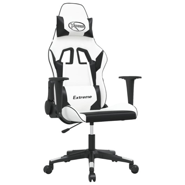 Silla gaming cuero sintético blanco y negro M 2