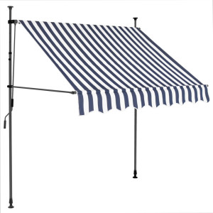 Toldo retrátil manual com LED 100 cm azul e branco H