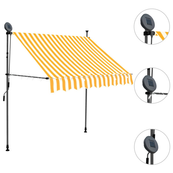 Toldo retrátil manual com LED 100 cm branco e laranja M 3