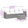 Set de muebles de jardín 5 pzas y cojines ratán sintético negro 3
