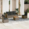 6 pcs conjunto sofás de jardim com almofadões vime cinzento 1