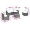 6 pcs conjunto sofás de jardim com almofadões vime cinzento 3