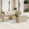 Set de sofás de jardín 9 pzas con cojines ratán sintético beige 1