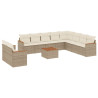Set de sofás de jardín 11pzas con cojines ratán sintético beige 2