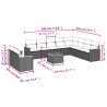 Set de sofás de jardín 11pzas con cojines ratán sintético beige 3