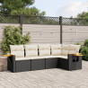 Set de muebles de jardín 5 pzas y cojines ratán sintético negro 1