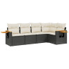 Set de muebles de jardín 5 pzas y cojines ratán sintético negro 2