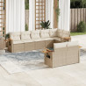 8 pcs conjunto de sofás p/ jardim com almofadões vime PE bege 1