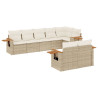 8 pcs conjunto de sofás p/ jardim com almofadões vime PE bege 2