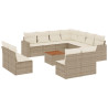 12 pcs conjunto de sofás p/ jardim com almofadões vime PE bege 2