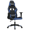 Silla gaming de masaje cuero sintético negro y azul 2
