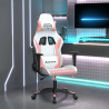 Silla gaming cuero sintético blanco y rosa 1