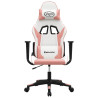 Silla gaming cuero sintético blanco y rosa 3