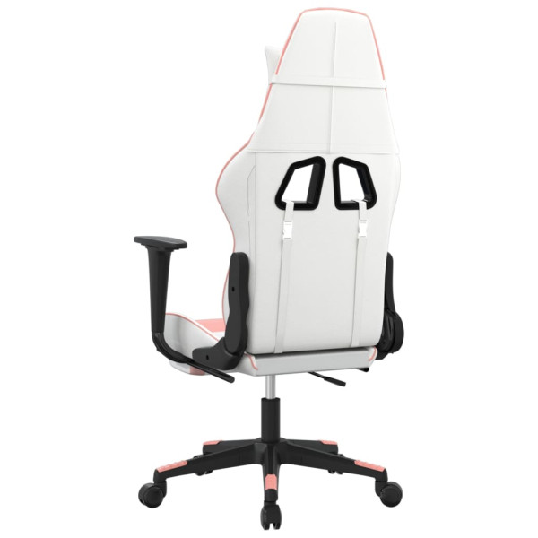Silla gaming cuero sintético blanco y rosa M 5