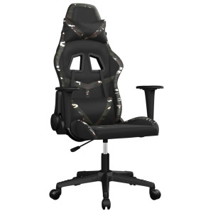 Cadeira gaming couro artificial preto e camuflado H