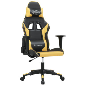 Silla gaming cuero sintético negro y dorado H
