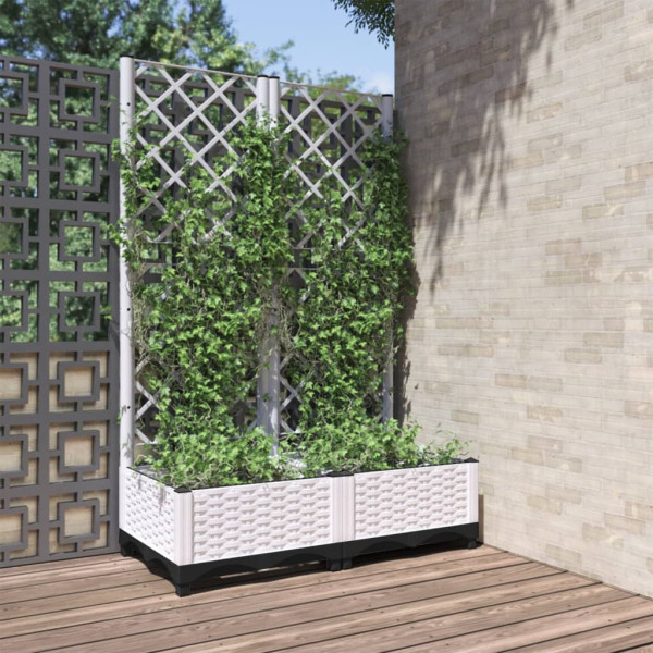 Jardinera con enrejado PP blanco 80x40x121.5 cm D