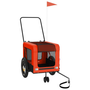 Remolque de bicicleta mascotas hierro tela Oxford naranja negro H