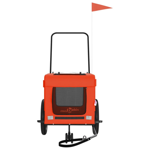 Reboque bicicleta p/ animais tecido oxford/ferro laranja/preto M 5