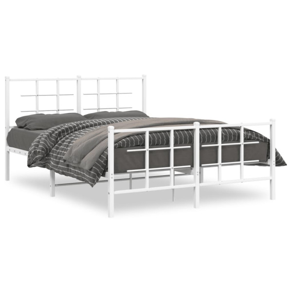 Estructura cama metal con cabecero y estribo blanco 135x190 cm D