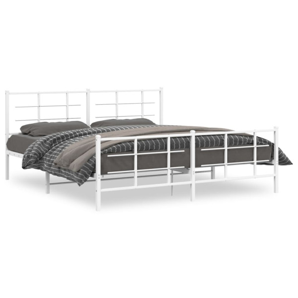 Estructura cama metal con cabecero y pie cama blanco 183x213 cm D