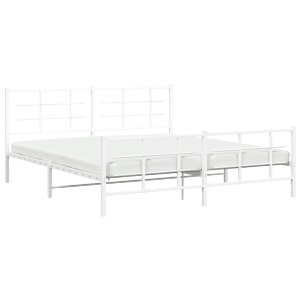 Estructura cama metal con cabecero y pie cama blanco 183x213 cm M 4
