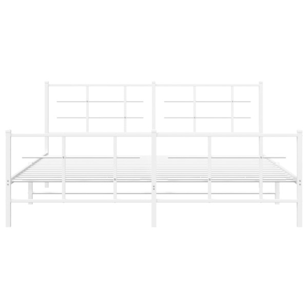 Estrutura de cama com cabeceira e pés 183x213 cm metal branco M 5
