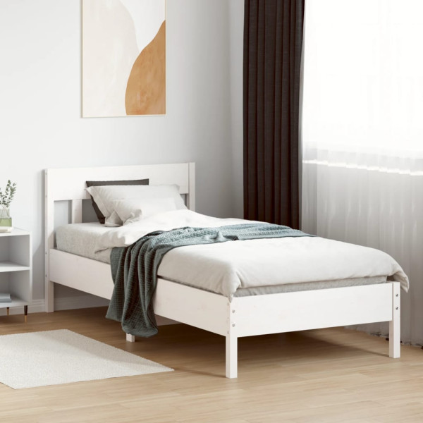 Estructura de cama con cabecero madera pino blanco 75x190 cm M 3
