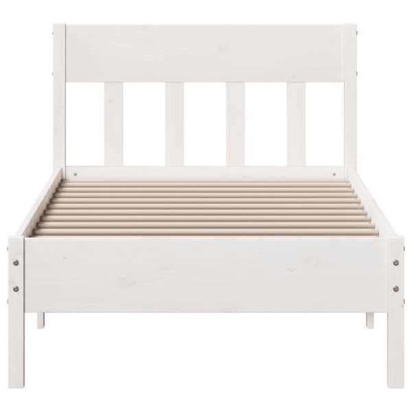 Estructura de cama con cabecero madera pino blanco 75x190 cm M 4