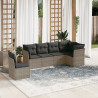 Set de muebles de jardín 6 pzas y cojines ratán sintético gris 1