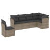 Set de muebles de jardín 6 pzas y cojines ratán sintético gris 2